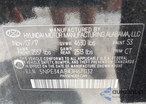 2018 Hyundai Sonata Sport 2.0T из США, поврежденный, VIN 5NPE34AB4JH671132